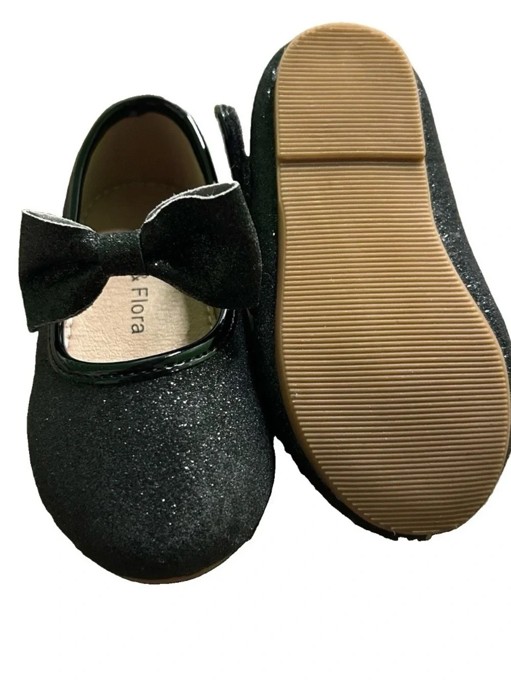 Toddler Girl Felix & Flora Black Glittery Dress Shoes Size 5